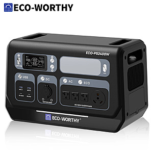 2048Wh ECO-WORTHY PS 2400W (4800W Peak) LiFePO4 Power Station $435 + Free S&H