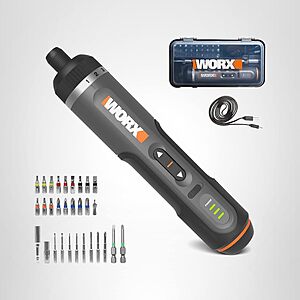 Prime Members: WORX 4V Lithium Screwdriver w/ 30-Pc Accessory Kit $28.15 + Free S&H