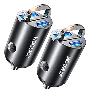2-Pk JOYROOM 2-Port up to 125W Car Charger $11 