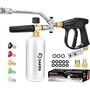 Prime: Saker Foam Cannon Dual Connector Accessory for Pressure Washer Kit $29.50 + Free S&H