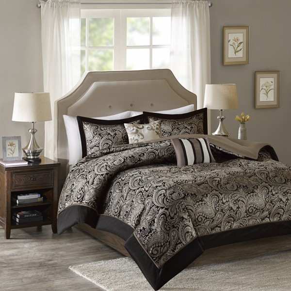 5 Piece Comfort Spaces Jacquard Comforter Set Queen Or King