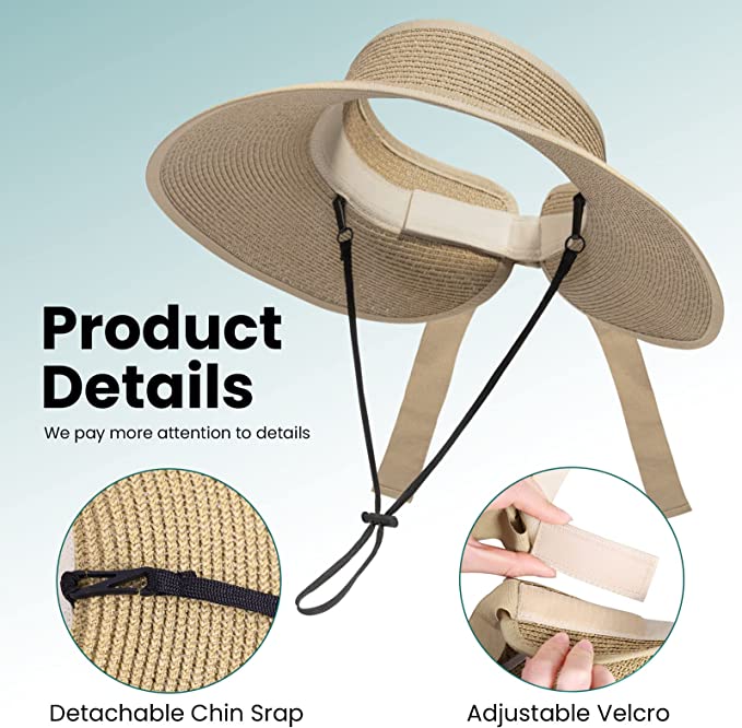 Sun Visors for Women with UV Protection (Roll Up Straw Hat) $8.00 - Amazon