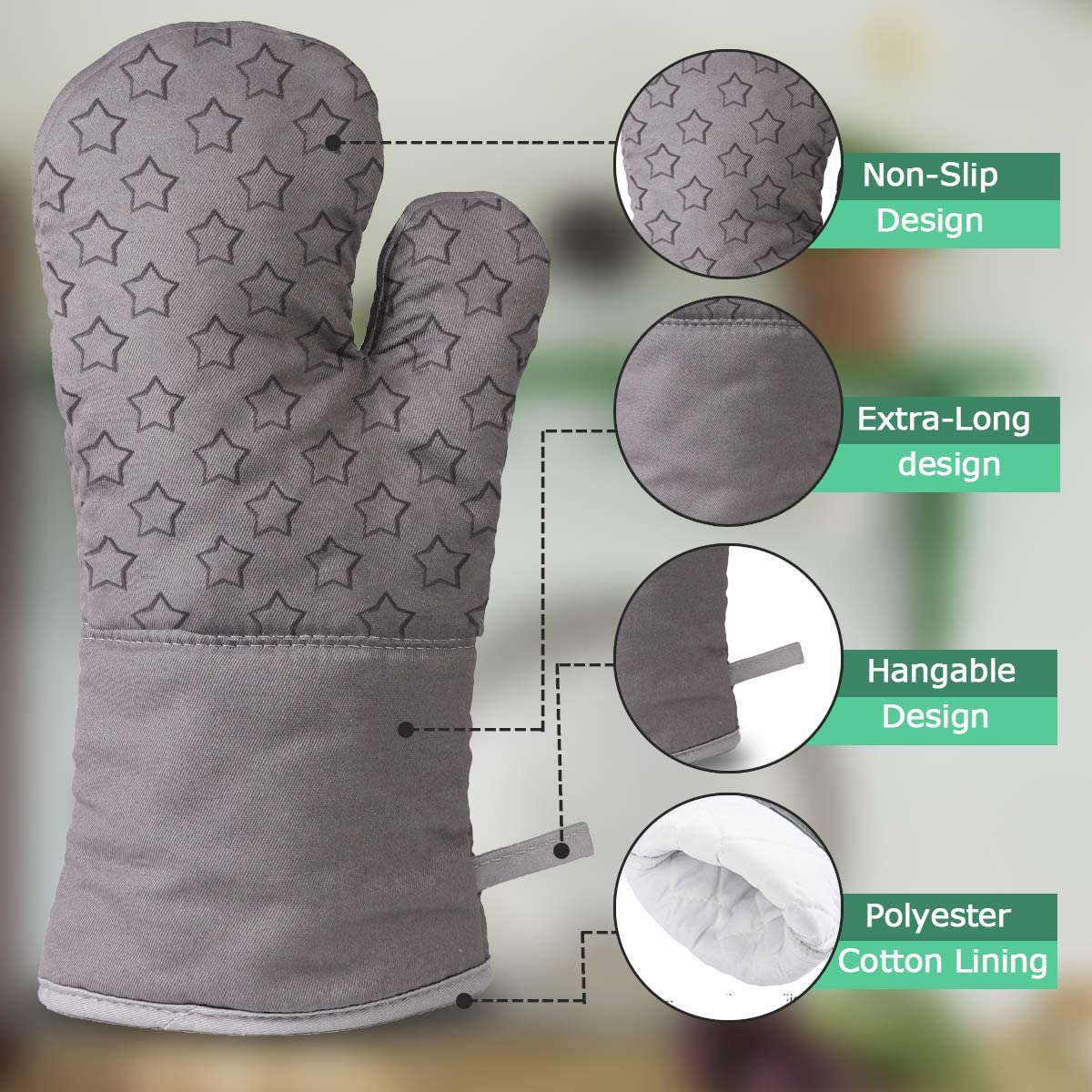 Oven Mitts and Pot Holders 6pcs Set, Kitchen Oven Glove High Heat Resistant 500 Degree Extra Long Oven Mitts and Potholder with Non-Slip Silicone Surface $8.49