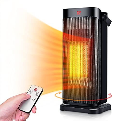 Tower Space Heater - Fast-heating Ceramic Heater with Thermostat, Tip-over Overheat Protection, 120° Oscillation $43.99