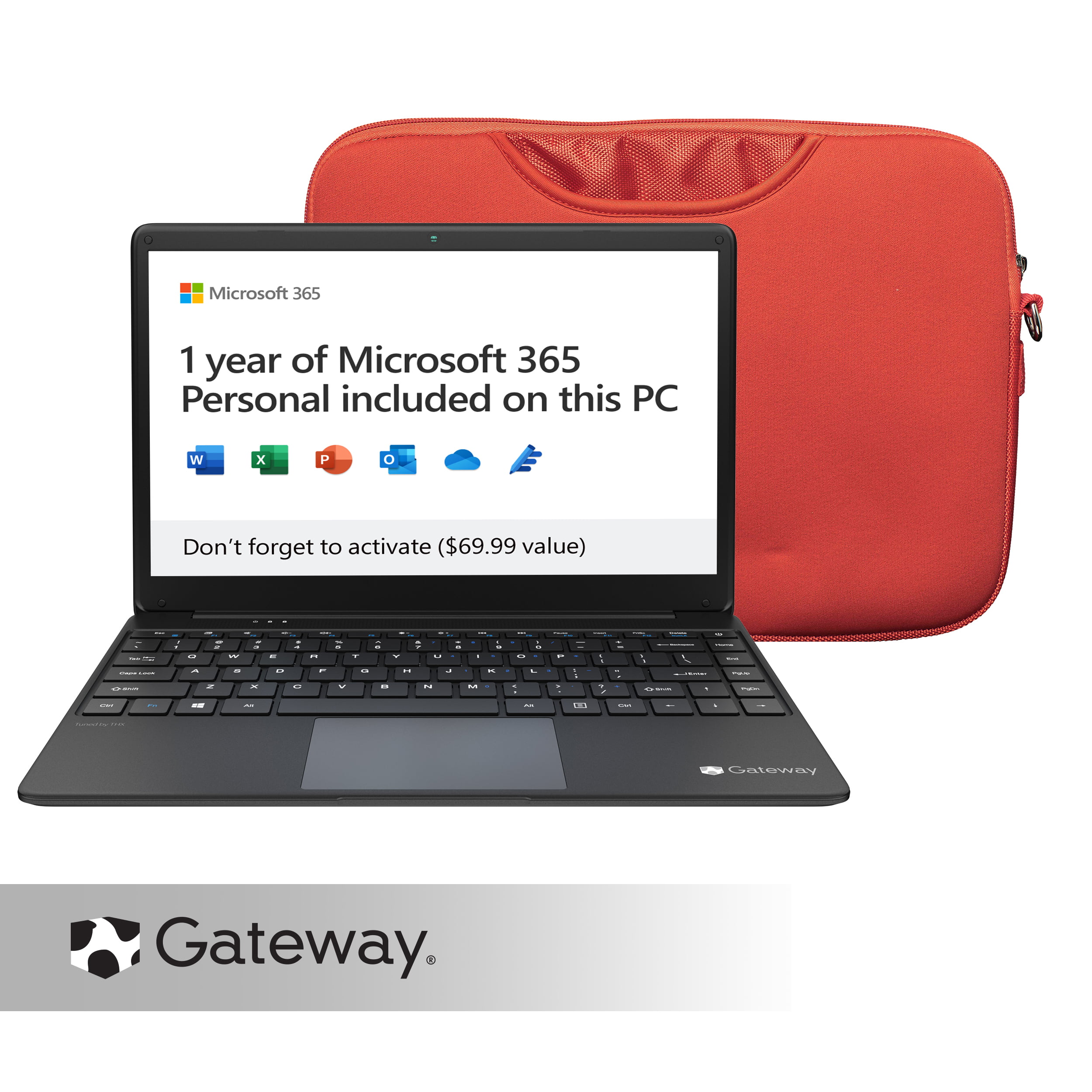 Gateway 14.1" Ultra Slim Notebook, FHD, Intel N4020, 4GB/64GB, THX Audio, 1MP Webcam, Windows 10 S, Micro 365 Personal 1-Year Included, Carrying Case Included,$127 Free Shi $129