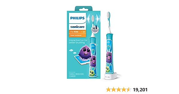 Amazon - Philips Sonicare for Kids 3+ Bluetooth Connected cb Rechargeable Electric Power Toothbrush, Interactive for Better Brushing, Turquoise, HX6321/02 - $29.96