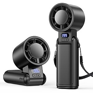 Deyhoc  Portable Handheld Adjustable Speed Turbo Fan w/ LED Display $6 