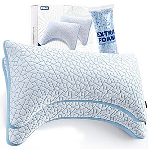 2-Pk A-Pce King Size Shredded Memory Foam Pillows $31.50 + Free S&H