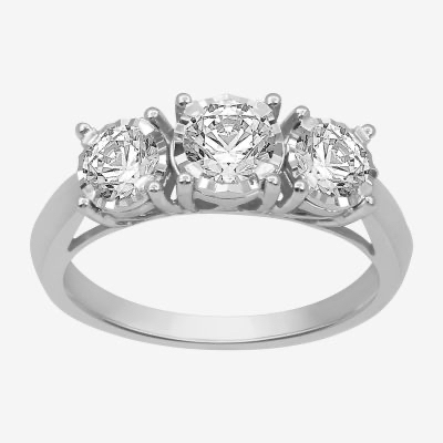 Womens 1 CT. T.W. Genuine White Diamond 10K White Gold 3-Stone Engagement Ring - $349.99