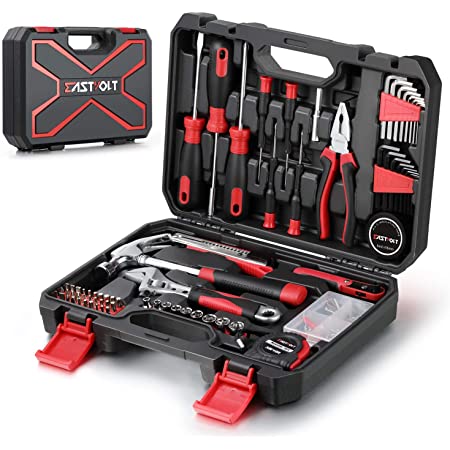 Eastvolt 128-Piece Home Repair Tool Set, Tool Sets for Homeowners, General Household Hand Tool Set with Storage Toolbox, EVHT12801, Black + Red (ASK01) ; with Prime $23.99