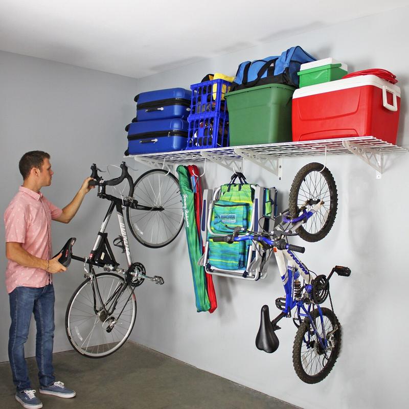 SafeRacks Wall Shelf Combo Kit, Two Shelves, Four Deck Hooks $75