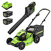 Greenworks 80V 21&amp;quot; Brushless Push Cordless Lawn Mower + 500 CFM Leaf Blower, with Two 2.0Ah Batteries $364