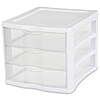 Sterilite 3 Drawer Storage Units, Clear Plastic Countertop or Desktop Drawers, White $10.98