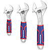 WORKPRO 3-piece Adjustable Wrench Set, Cr-V Wide Jaw, 6-inch, 8-inch, 10-inch with Metric/SAE Scales $12