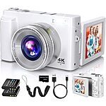 4K Digital Camera, 2 Batteries, 3 Inch 180° Flip Screen $57