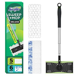 Swiffer Sweep & Mop Deluxe 2-in-1 Floor Mopping and Sweeping Kit with Heavy-Duty Cloths at Amazon $17.74