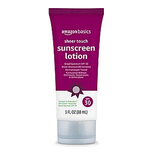 Amazon Basics Sheer Face Sunscreen SPF 30, UVA/UVB Protection, 3 fl oz $3.95