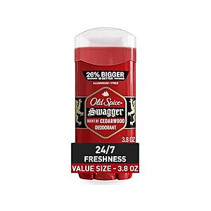 3.8oz Old Spice Men's Aluminum Free Deodorant (Swagger Invisible Solid) $3 + Free S/H w/ Prime
