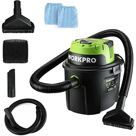 WORKPRO Wet Dry Vacuum 2.5 Gallon 3 Peak Horsepower Portable Shop Vacuum Cleaner $36.99