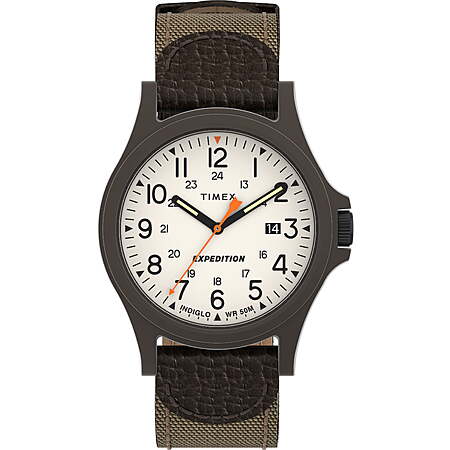 Timex Men's Expedition Brown Strap, Indiglo light up watch dial $21