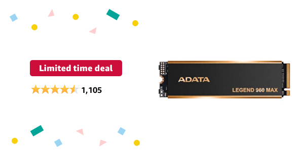Limited-time deal: ADATA 2TB SSD Legend 960 Max with Heatsink 2TB PCIe Gen4x4 NVMe M.2 Internal Gaming SSD Up to 7,400 MB/s PS5 Compatible (ALEG-960M-2TCS) - $119.99
