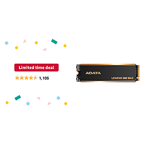 Limited-time deal: ADATA 2TB SSD Legend 960 Max with Heatsink 2TB PCIe Gen4x4 NVMe M.2 Internal Gaming SSD Up to 7,400 MB/s PS5 Compatible (ALEG-960M-2TCS) - $  119.99
