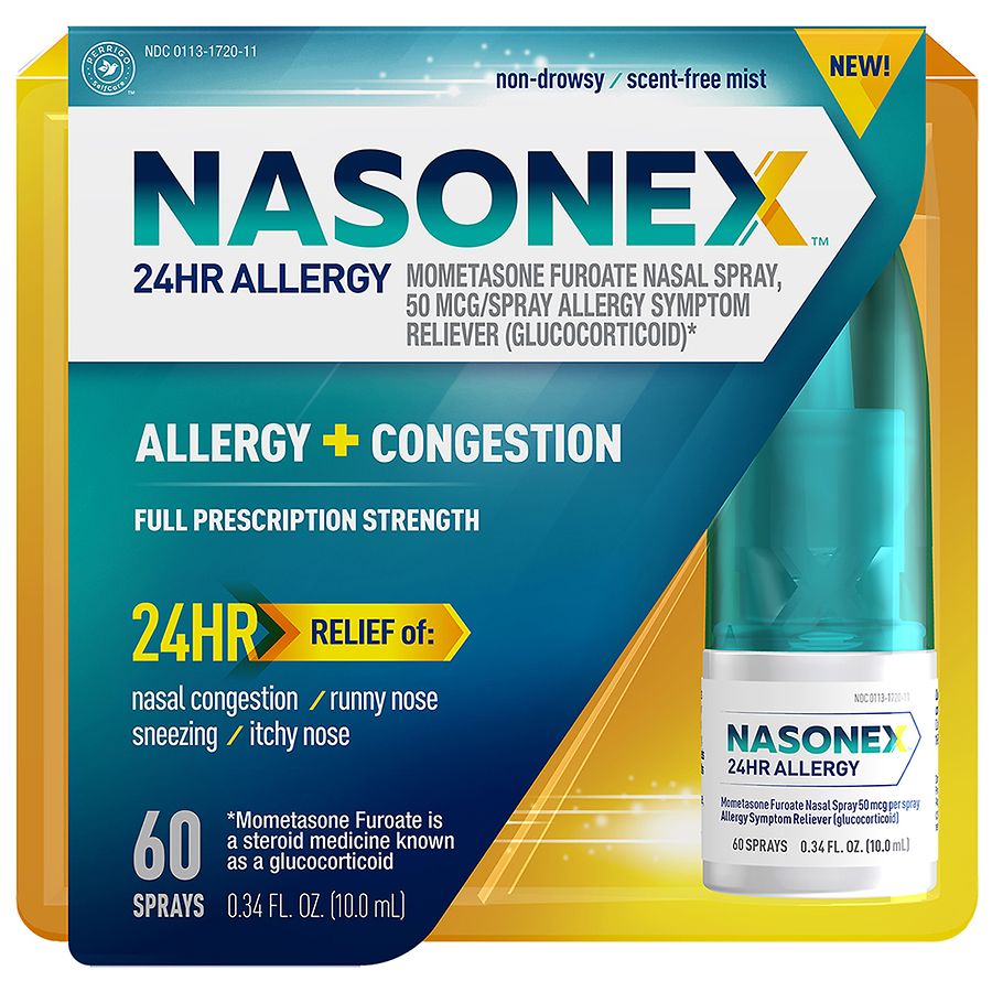 Nasonex 24HR Allergy + Congestion Nasal Spray Scent Free, 60 Sprays $5.99 @ Walgreens