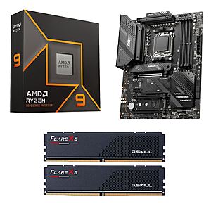 Microcenter Amd Bundles: AMD Ryzen 9 9950X 16-Core Cpu + MSI X670E MAG Tomahawk WiFi Mobo + 32GB G.Skill DDR5-6000 Ram + Monster Hunter Wilds $600 & More $599.99