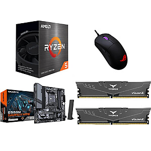 AMD Ryzen 5 5500 + GIGABYTE B550M GAMING X WIFI6 Mobo + Team T-FORCE 16GB DDR4 3600 Memory + ASUS ROG Harpe Mini Mouse + ASUS NC01 Mouse Pad + Rosewill Cordless Air Duster $210.84