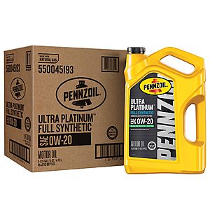 Pennzoil Ultra Platinum Full Synthetic 0W-20 Motor Oil,5 Quart (3 Pack) for $68.91 free Shipping with Prime