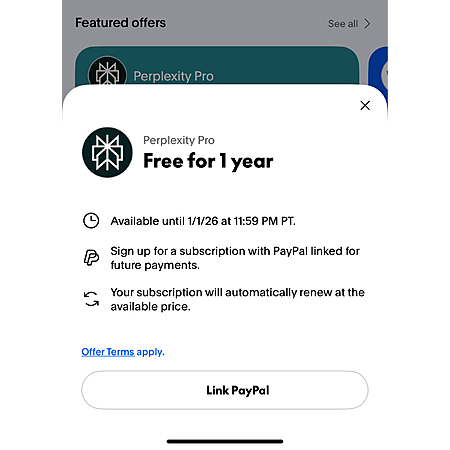 Free 1-Year Perplexity Pro via PayPal!