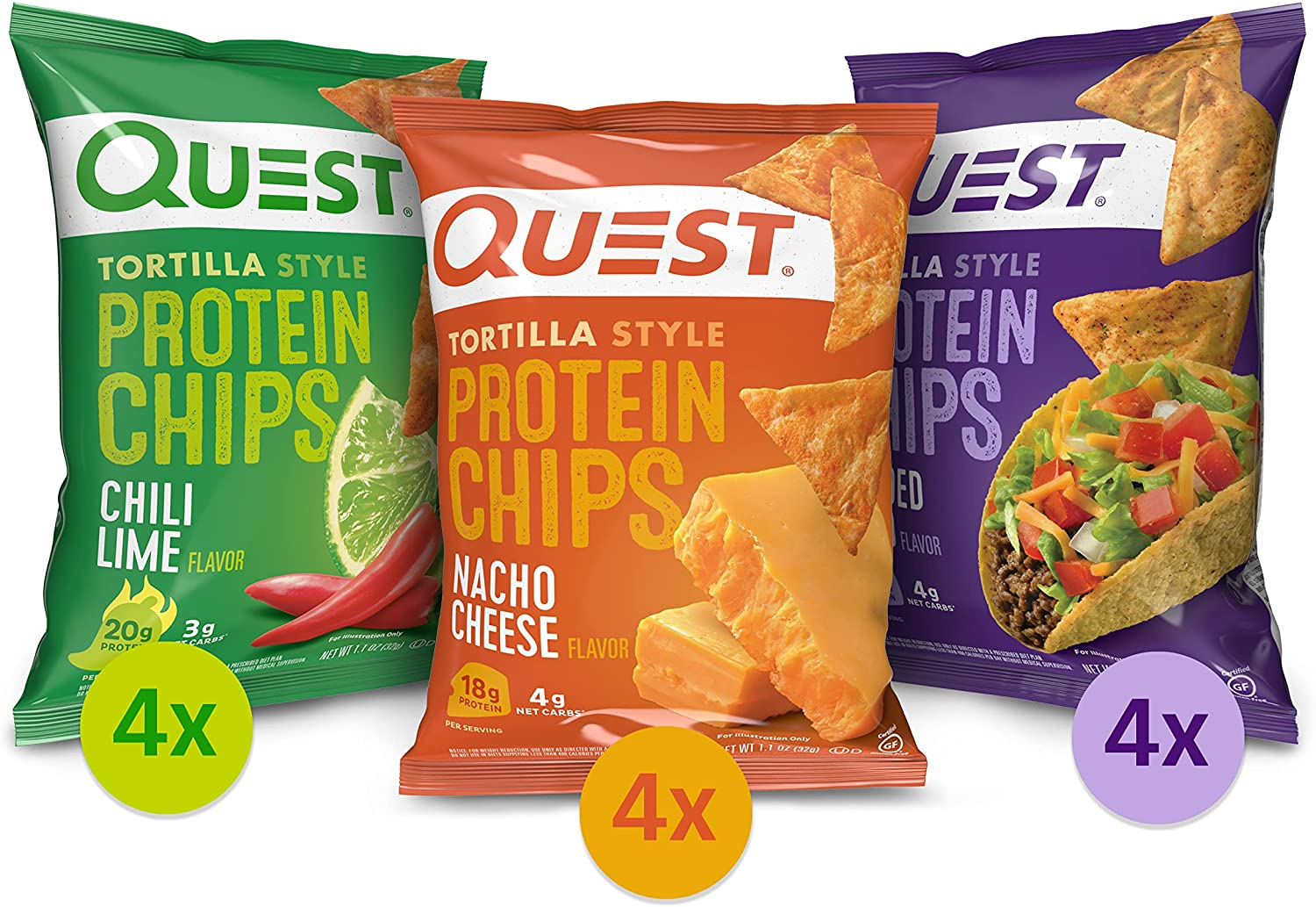 12 Count Quest Protein Chips Variety Pack; Chili Lime, Nacho Cheese, Loaded Taco $15.00