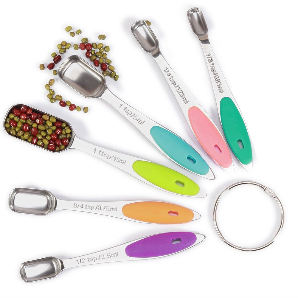 Heavy Duty Stainless Steel Metal Measuring Spoons for Dry or Liquid, Fits in Spice Jar, Set of 6, I2481 - $12.00