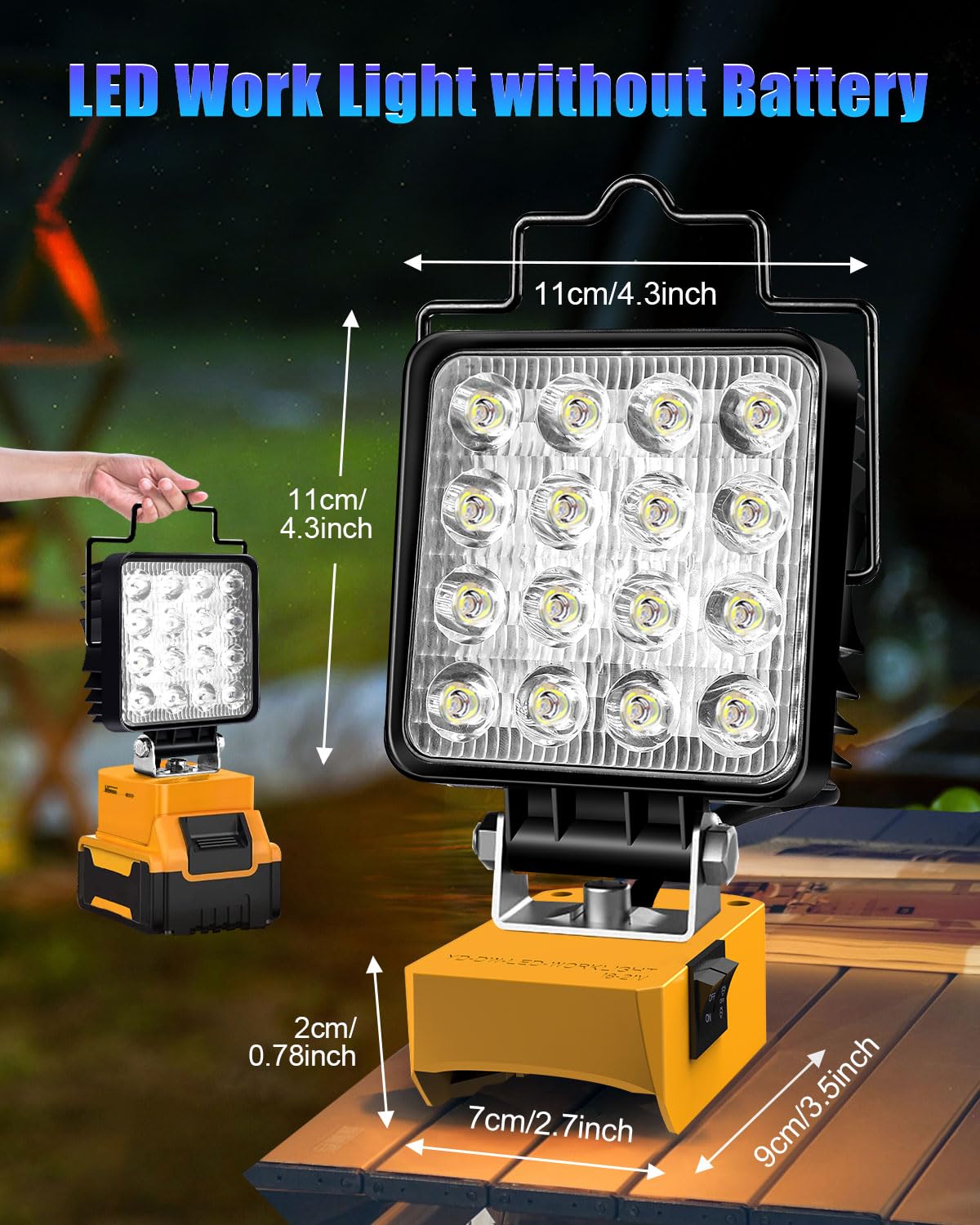 LED Work Light for Dewalt 20v Battery, 48W Dual Switch Battery Protection Flood Light, Cordless Work Light with USB & Type C Charger Port for Workshop, Emergencies, Camping $20.99