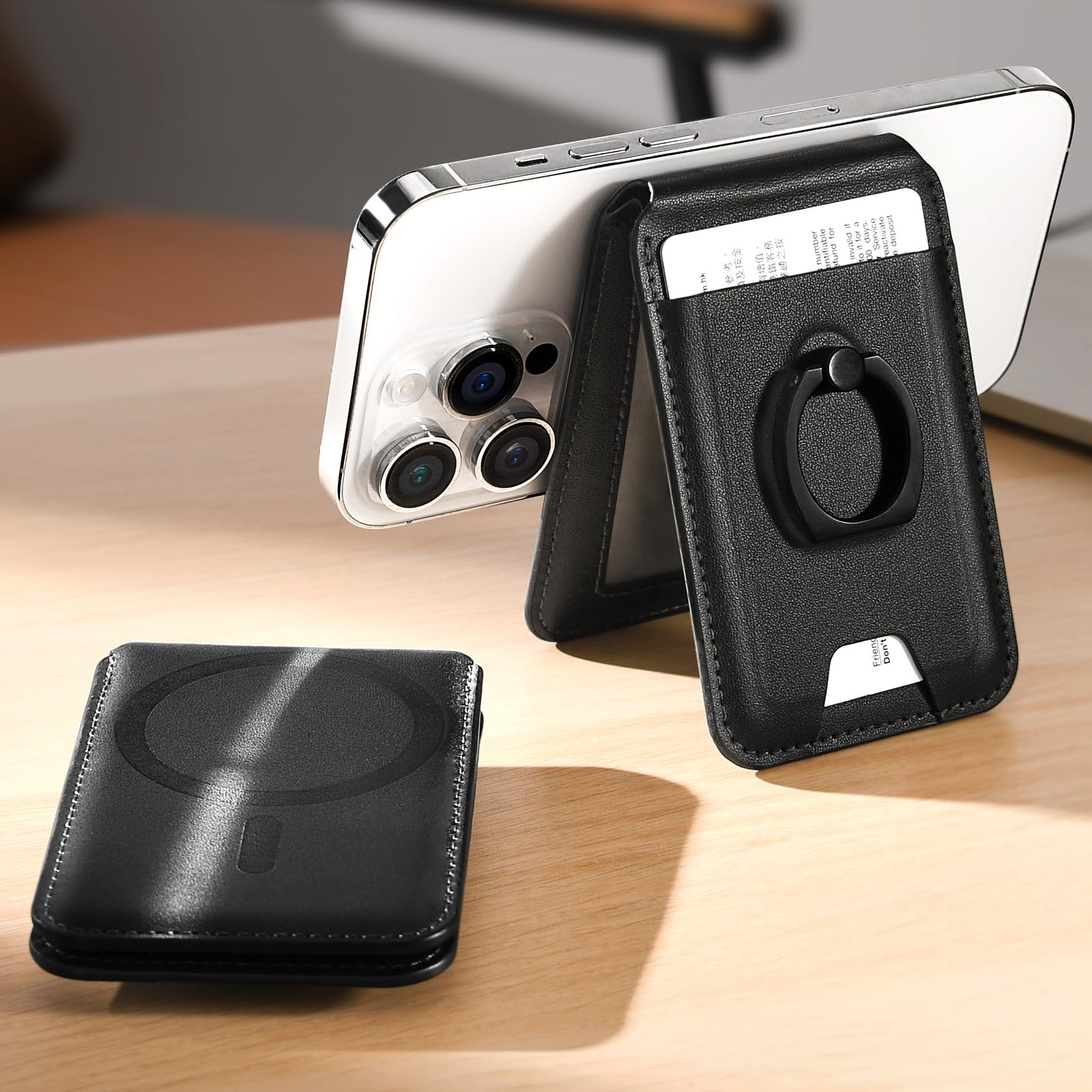 $13.74  Adjustable Magsafe Wallet Stand Black Magnetic Wallet for iPhone 15/14/13/12
