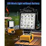 LED Work Light for Dewalt 20v Battery, 48W Dual Switch Battery Protection Flood Light, Cordless Work Light with USB &amp; Type C Charger Port for Workshop, Emergencies, Camping $20.99