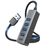 $7.99 uni USB Hub 4-Port USB Splitter 4FT, High-Speed Portable Aluminum USB 3.0 Hub Compatible with PC, Laptops, Mouse, Keyboard, Flash Drive, Mobile HDD, Car, and More