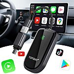 $31.99 TOPOINT CarPlay Wireless Adapter for Apple, Wireless CarPlay Adapter for Cars from 2017 &amp; for iPhone iOS 10+, Support Phone Call, Siri Voice Control, Music Streaming