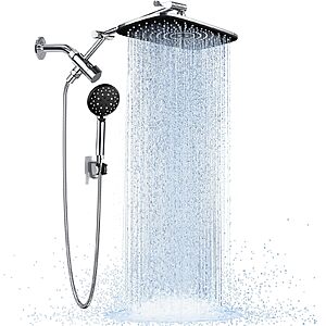 $49.98 Veken Wide Rain Shower Head with 6 Modes High Pressure Showerhead Combo with Arm for Bathroom Accessories,Home Decor Detachable Dual Shower with Anti-Clog Nozzles