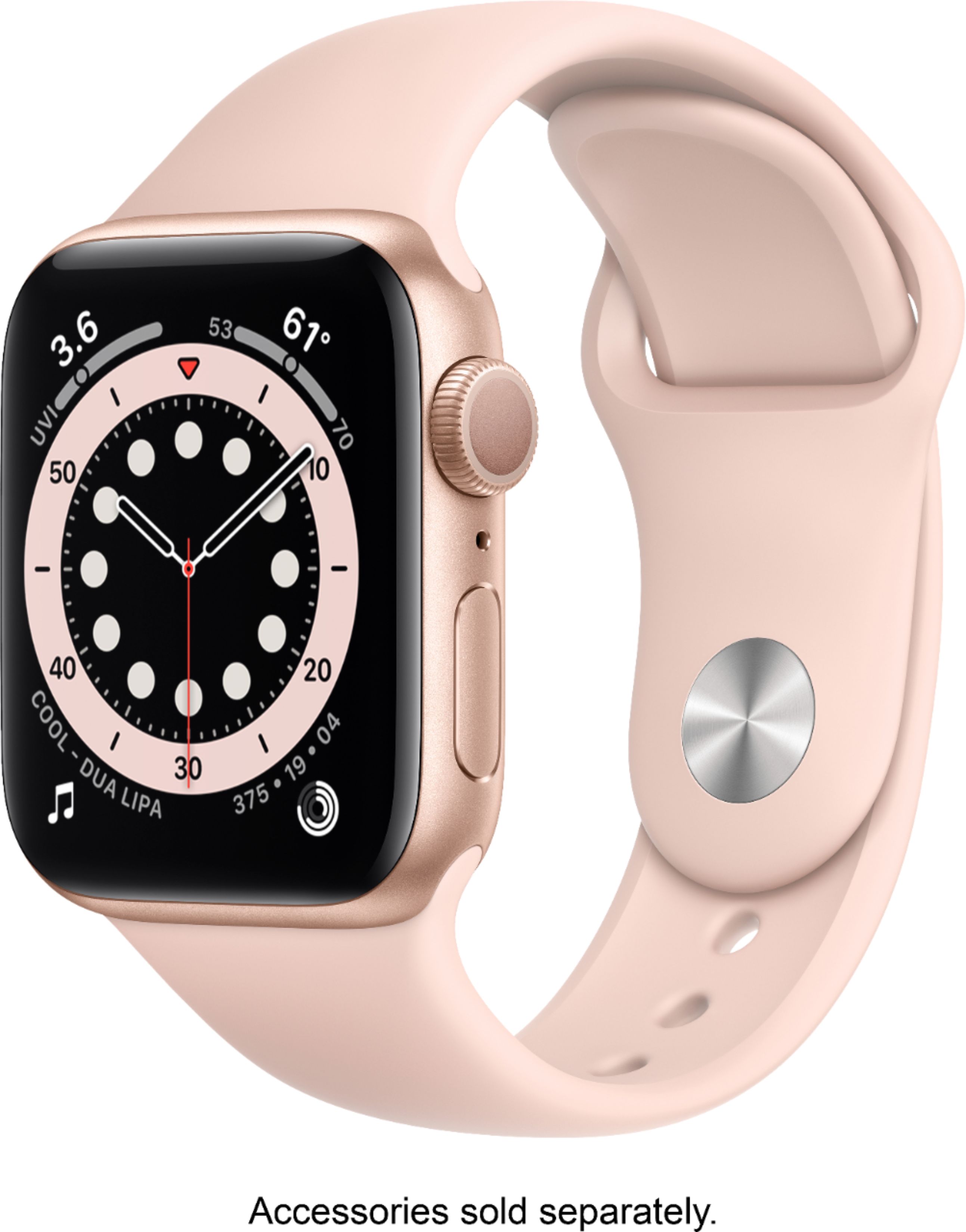 Apple Watch Series 6 (GPS) 40mm Gold Aluminum Case with Pink Sand Sport Band Gold MG123LL/A - $349