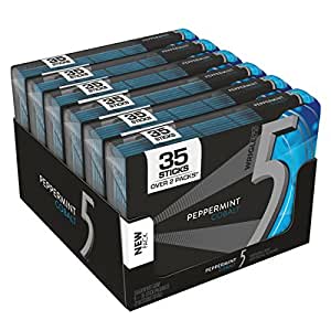 5 GUM Sugar Free Chewing Gum, Peppermint Cobalt, 35-stick pack (6 packs) for $10.71