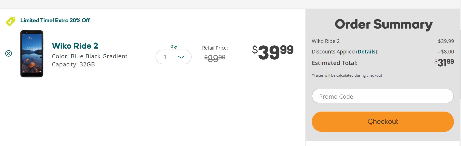 Wiko Ride 2 - Boost Mobile $31.99