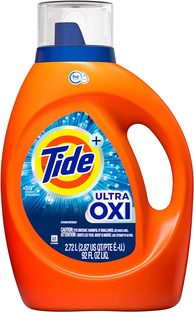 Tide Ultra Oxi Laundry Detergent Liquid Soap, High Efficiency (He), 59 Loads, 92 Fl Oz (Pack of 1) $9.32