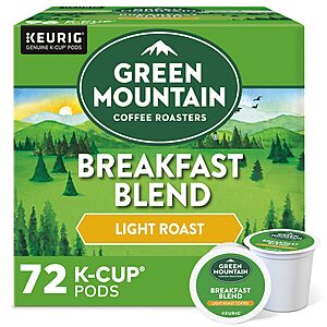 Green Mountain Coffee Breakfast Blend Single-Serve Keurig K-Cup Pods, 72 Count $23.91 with S&S