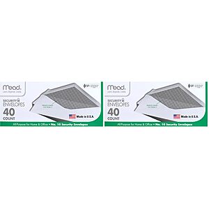 2-Pack 40-Count Mead Security Tinted #10 Envelopes alt=
