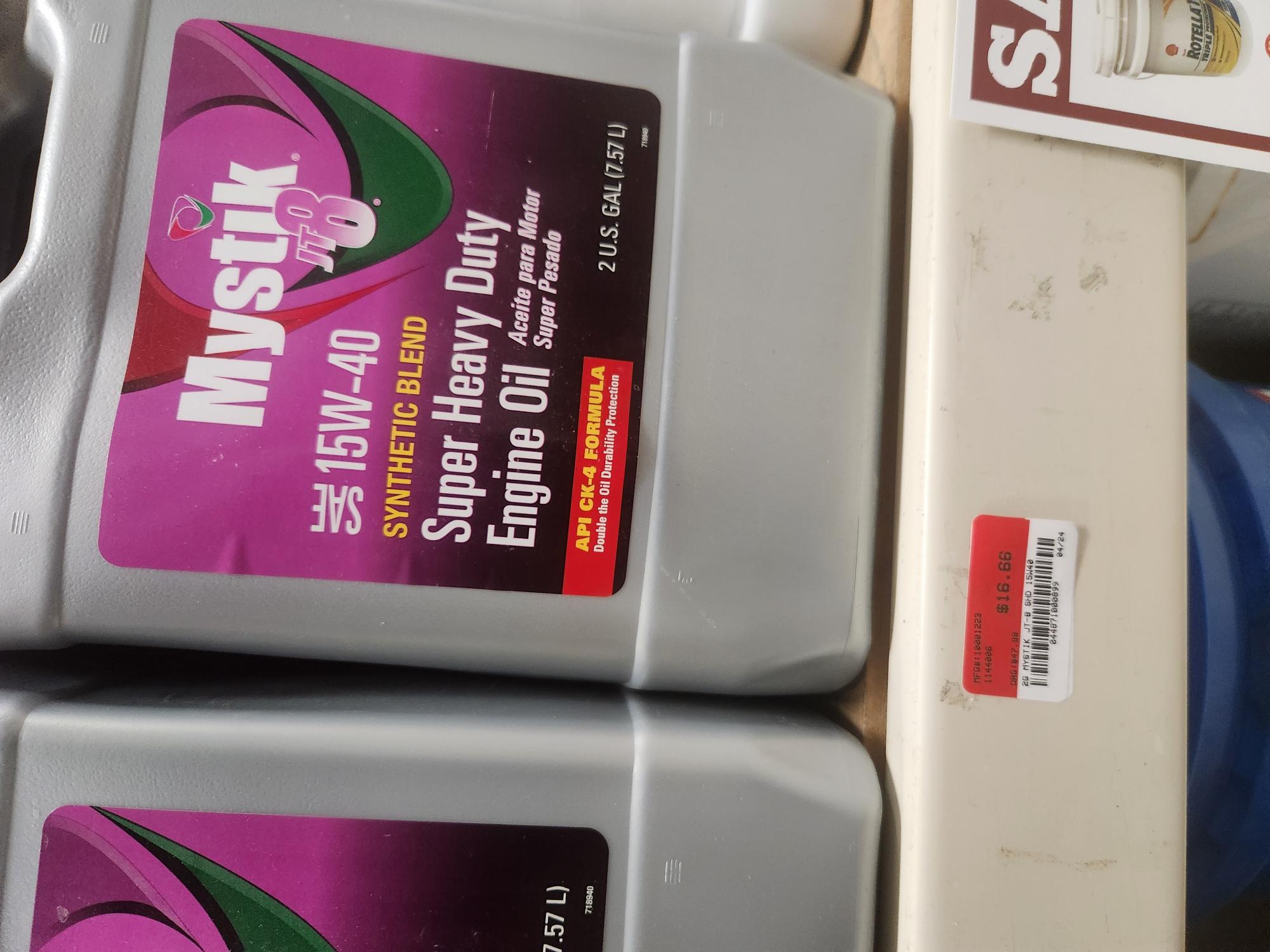 Mystik 15w-40 synthetic blend oil 2 gallons Murdoch's $16.66
