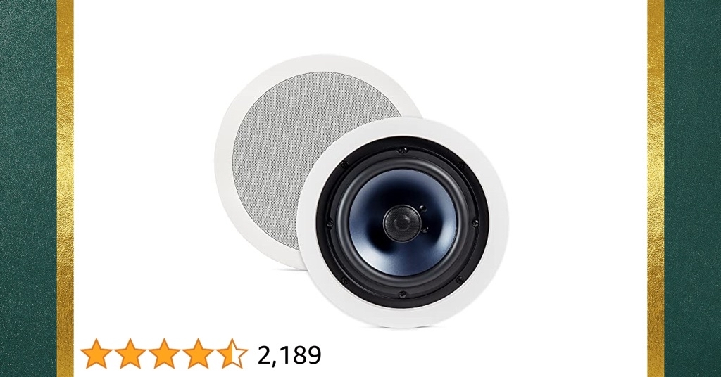 Polk Audio RC80i 2-way Premium In-Ceiling 8" Round Speakers, Set of 2 Perfect for Damp and Humid Indoor/Outdoor Placement - Bath, Kitchen, Covered Porches (White, Paintab - $180
