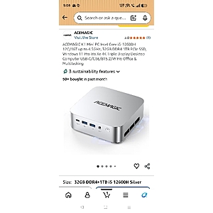 ACEMAGIC K1 Mini PC – i5‑12600H / 32GB DDR4 / 1TB SSD