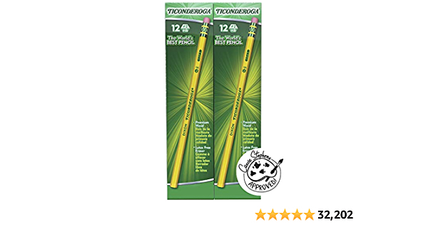 TICONDEROGA Pencils, Wood-Cased, Unsharpened, Graphite #2 HB Soft, Yellow, 96-Pack - $4.49