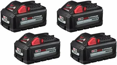M18 18-Volt Lithium-Ion High Output 6.0Ah Battery Pack (4-Pack) at Home Depot$319+ Free Shipping